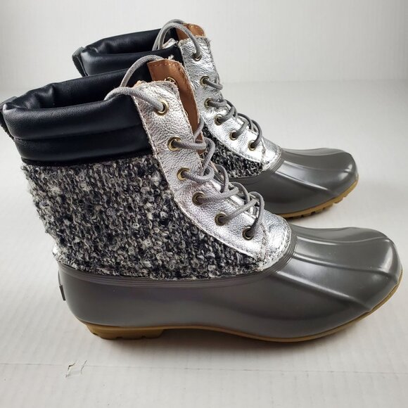 Sam Edelman Caldwell Women's‎ Silver Tweed Waterproof Snow Duck Boots US Size 6 - Picture 7 of 9